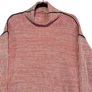 Soft Surroundings Women's Small Pink Striped Cowl Neck‎ Knit Sweater